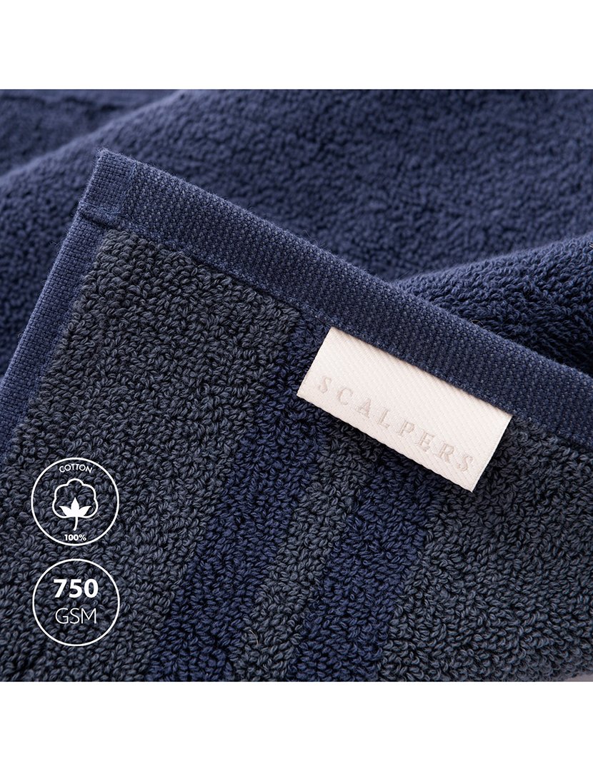 Tapete de banho 50x80 cm Algodão Azul Marinho com Listras