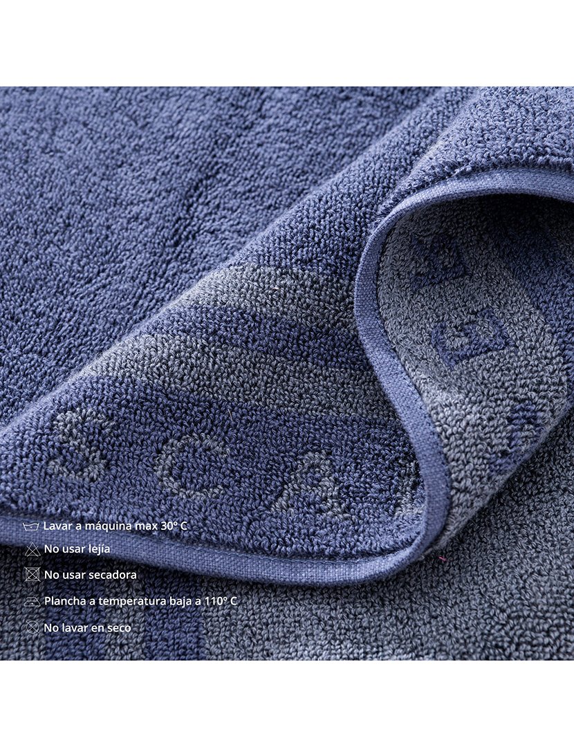 Tapete de banho 50x80 cm Algodão Azul Marinho com Listras