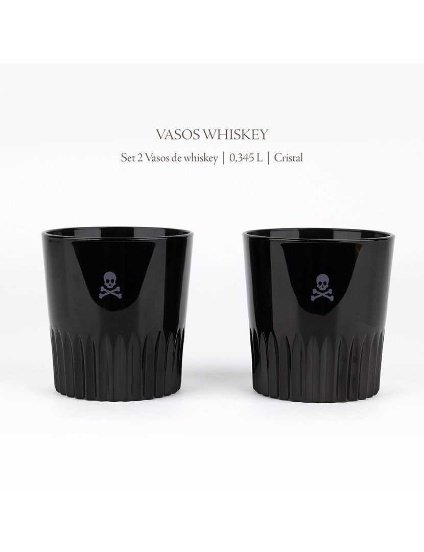 Conjunto 2 copos Whisky Preto 345ml