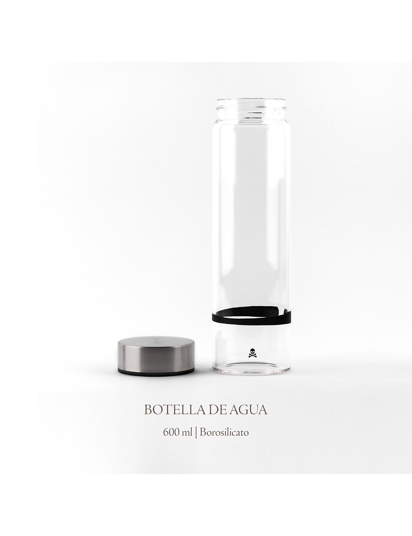 Garrafa água 600ml preta/transparente