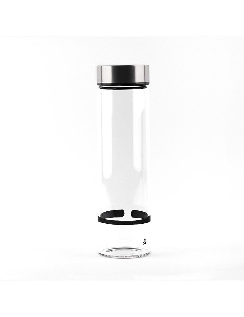 Garrafa água 600ml preta/transparente