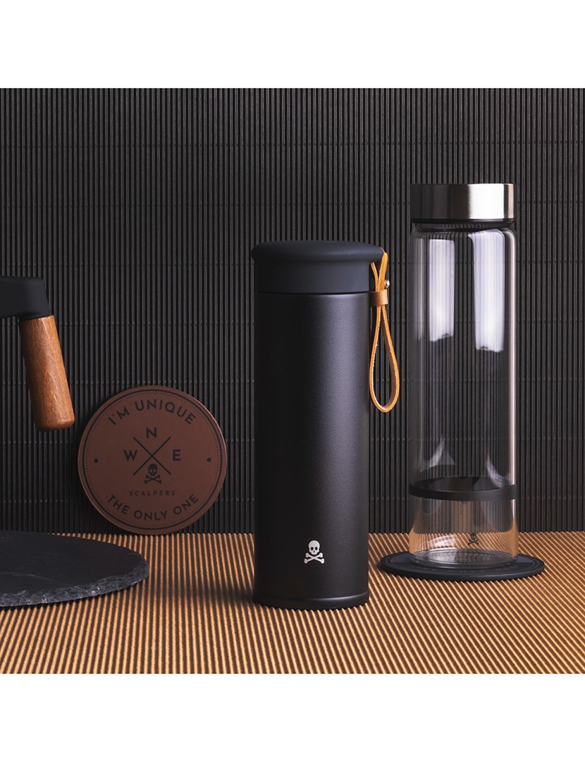 Garrafa água 600ml preta/transparente