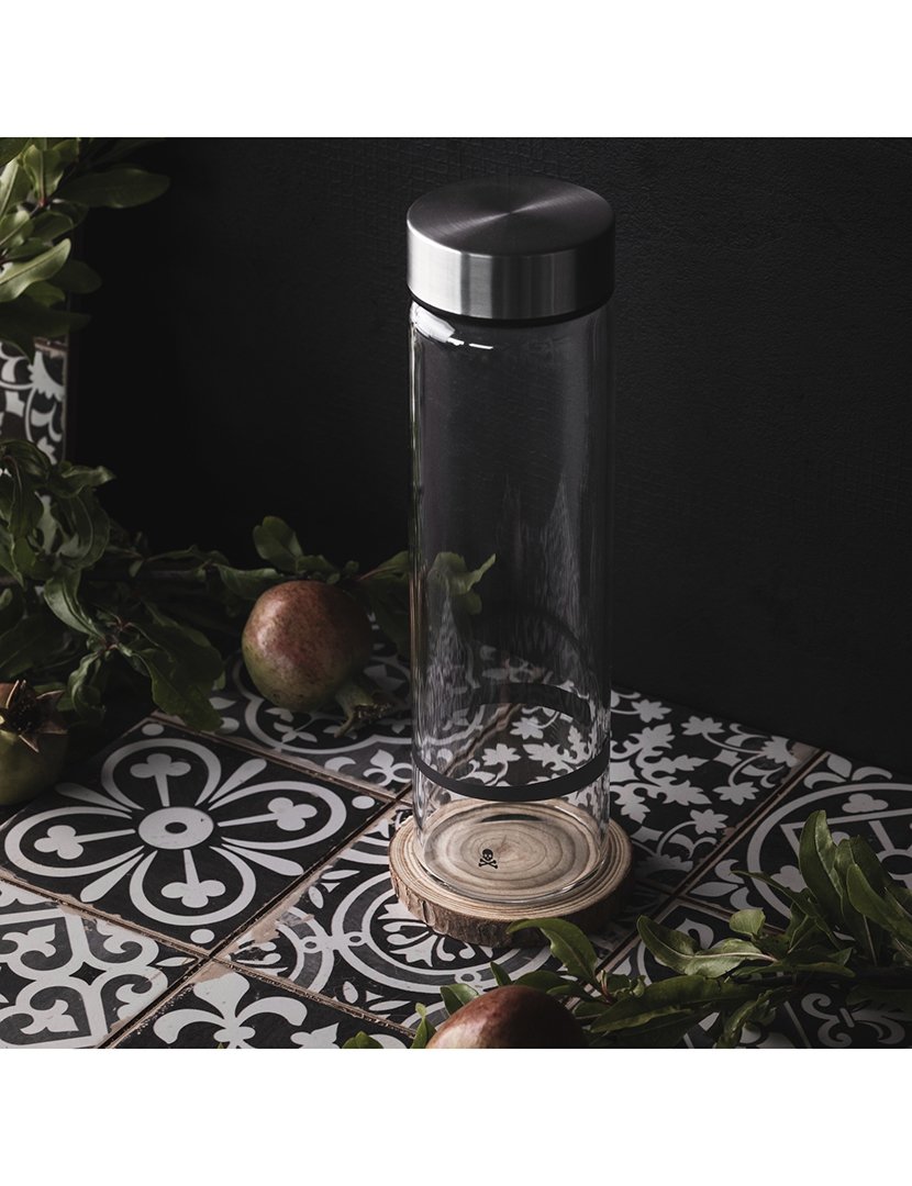 Garrafa água 600ml preta/transparente