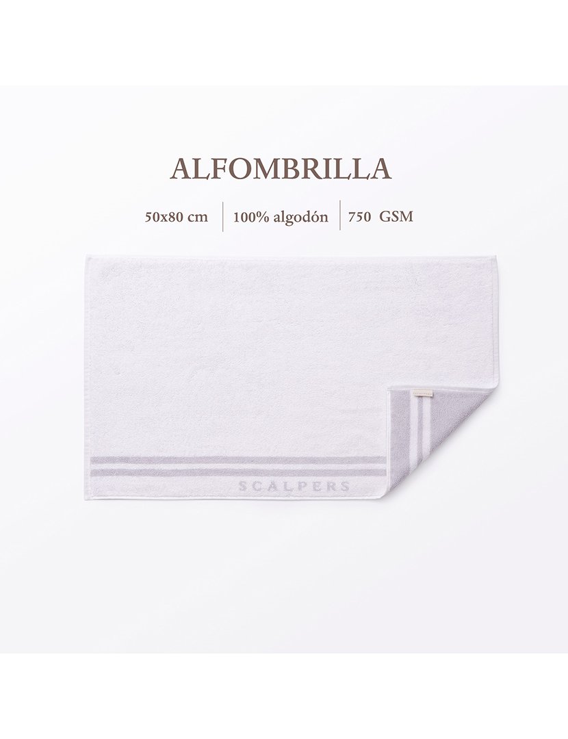 Tapete de Banho Listrado em Algodão 50x80cm Branco