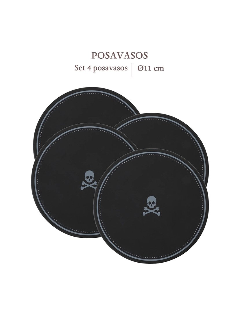 Conjunto 4 bases para copos Preto ø11cm 