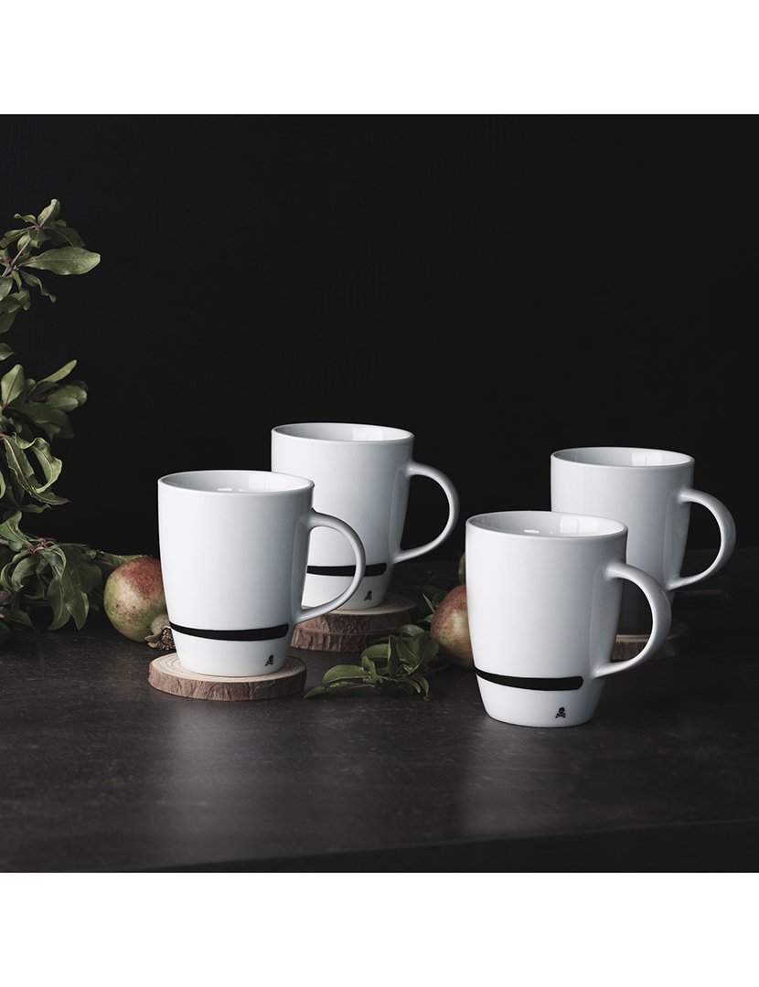 Conjunto 4 canecas em formato de caveira 330ml Branco