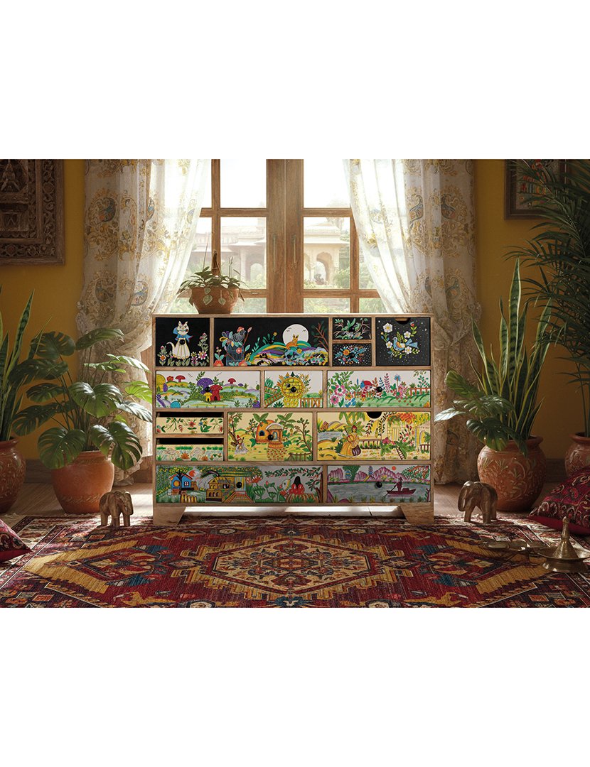 Cómoda 2265 Castanho e Multicolorido