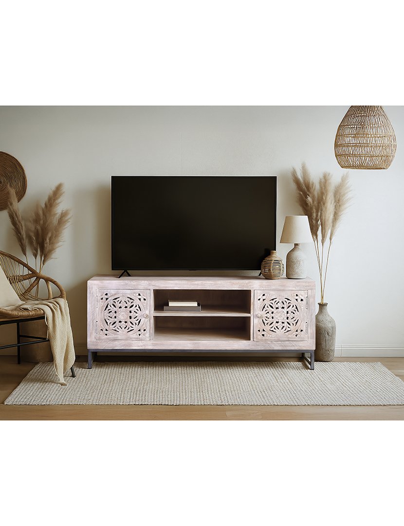 Móvel de TV - Audio 6899  Branco e Cinzento