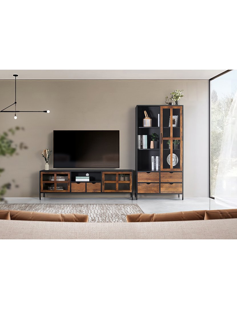 Móvel de TV - Audio 1802 Nogueira e Preto