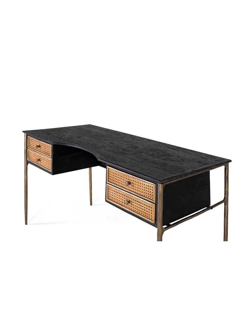 Mesa de Escritório 2220 Preto e Bronze