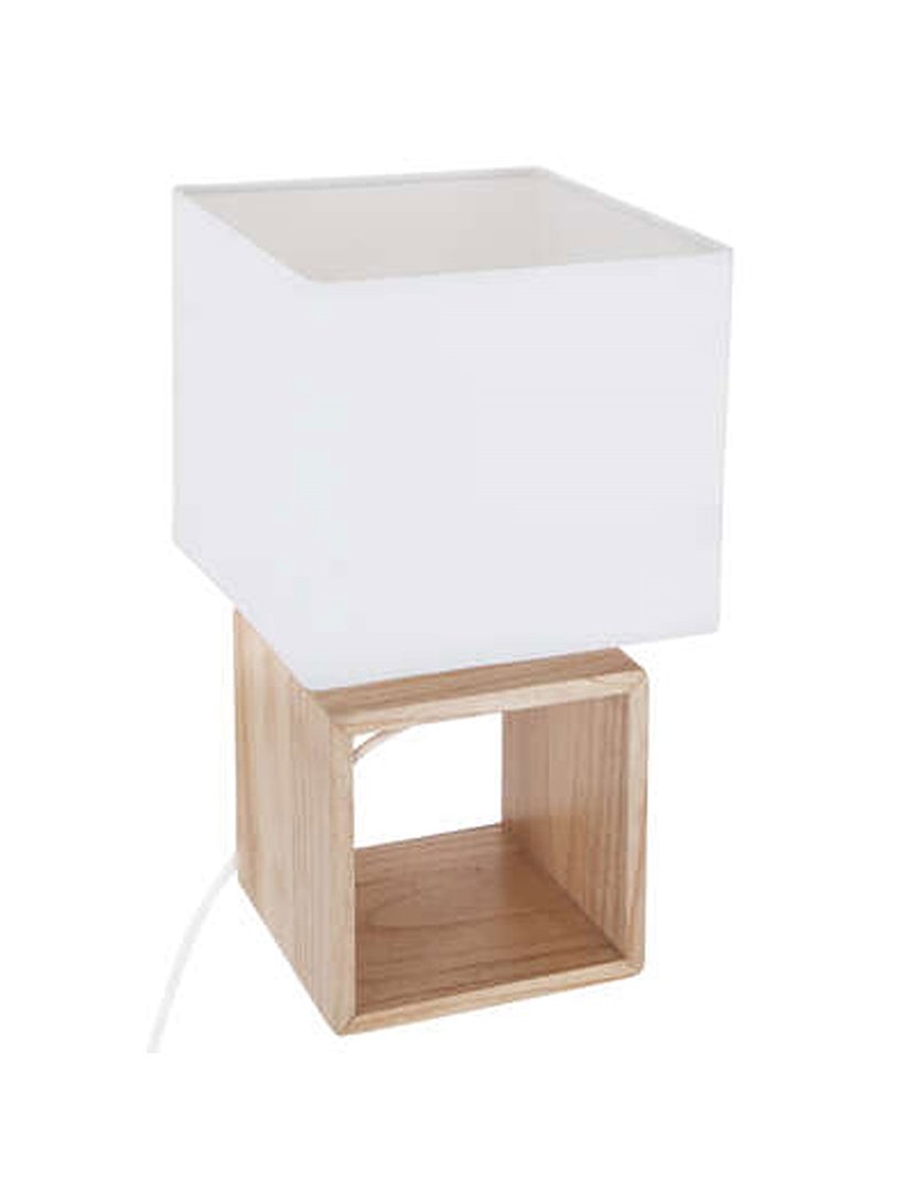 Candeeiro De Mesa Quadrado Bambu