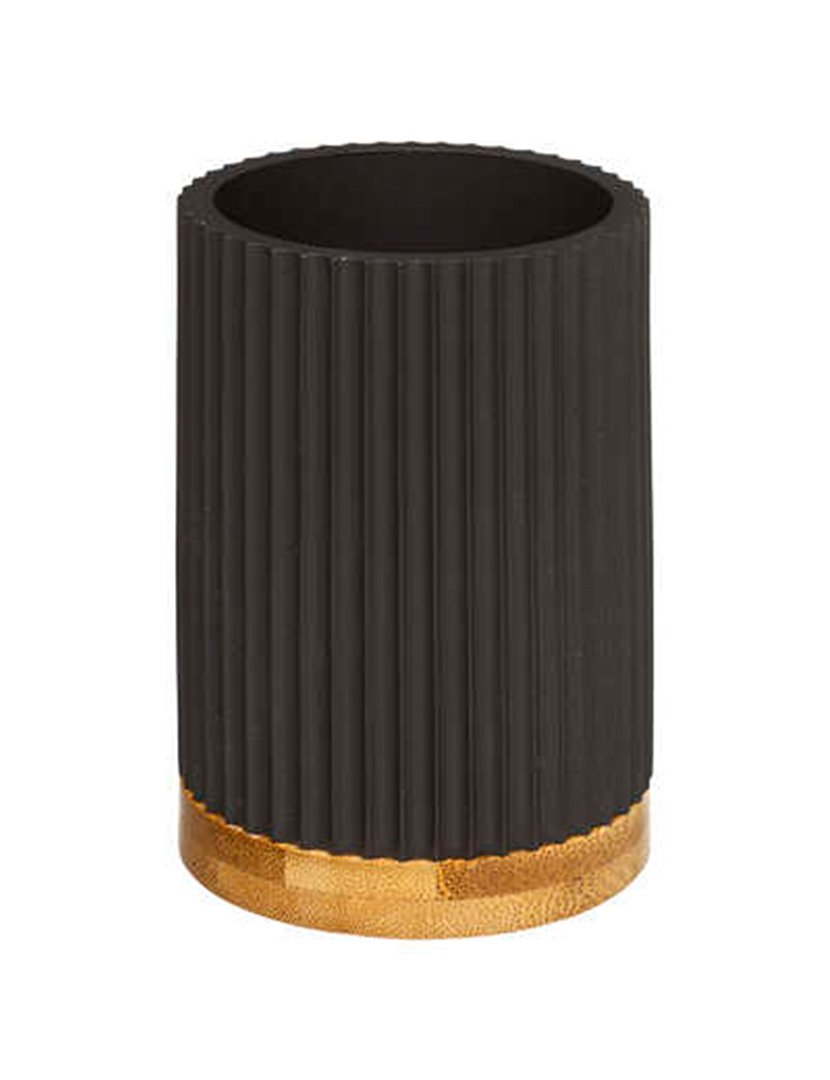 Copo Escova Dentes Preto/Bambú