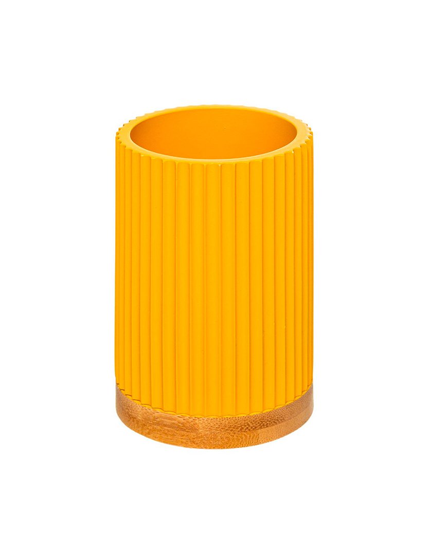 Copo Escova Dentes Amarelo/Bambú