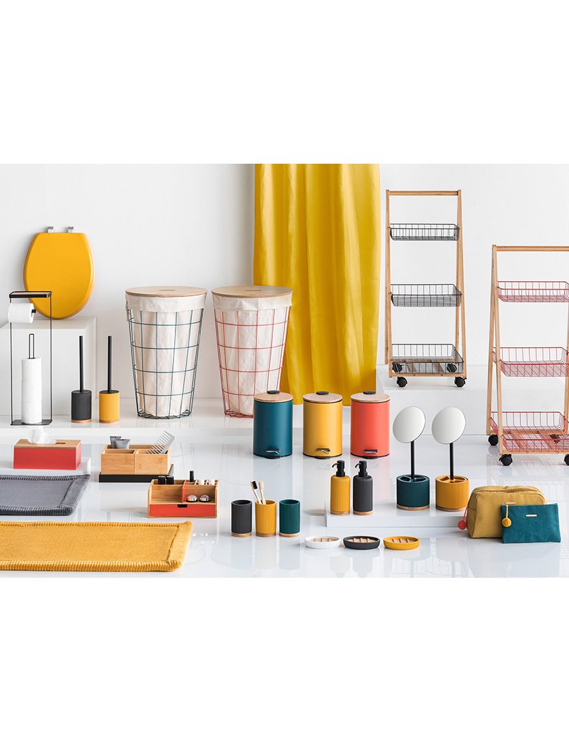 Copo Escova Dentes Amarelo/Bambú