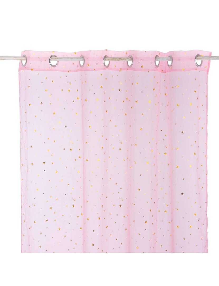 Embroidered Star Curtain Pink 140X250Cm