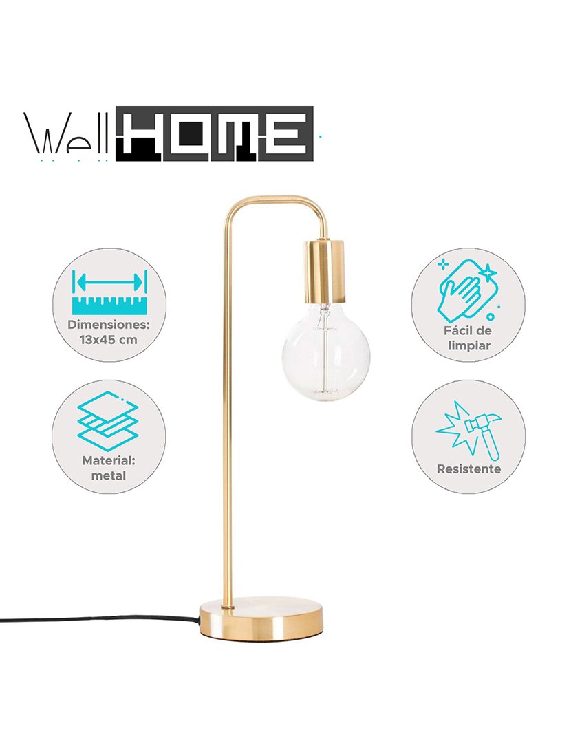 Candeeiro de mesa retrô curvo dourado