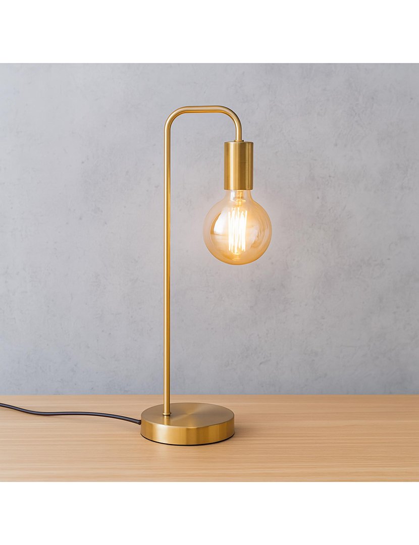 Candeeiro de mesa retrô curvo dourado