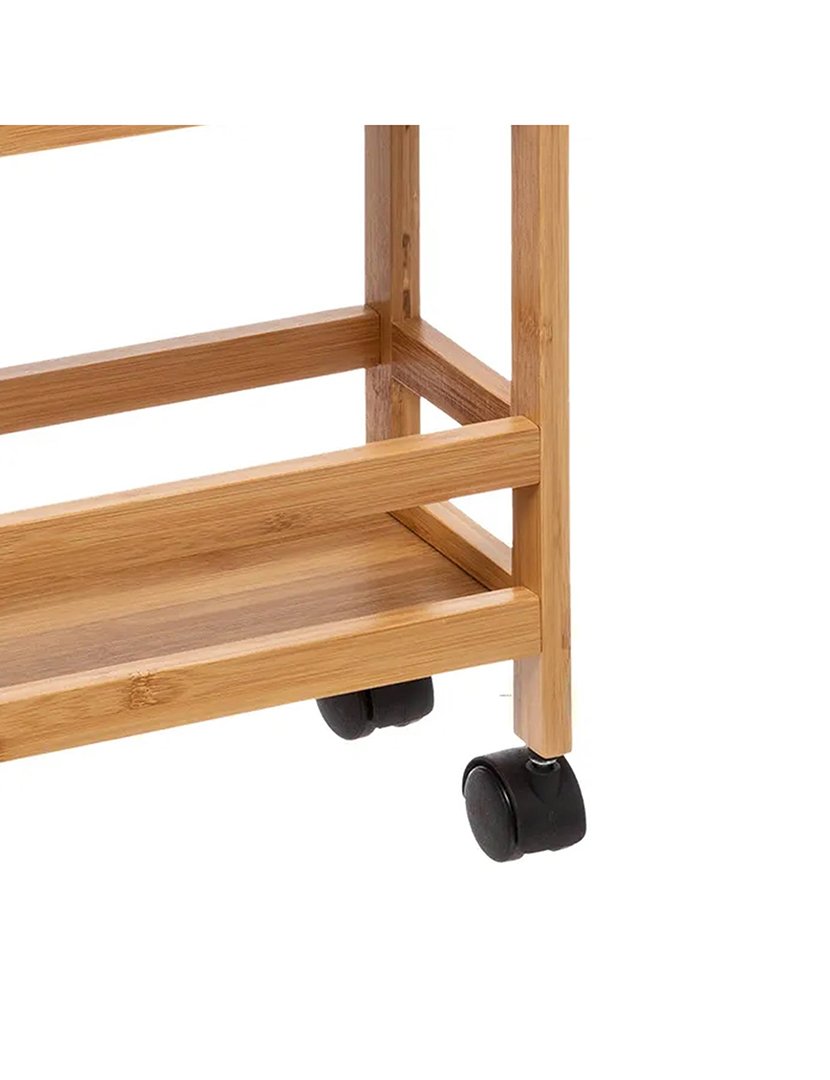 Carrinho de bambu com rodinhas 3 andares