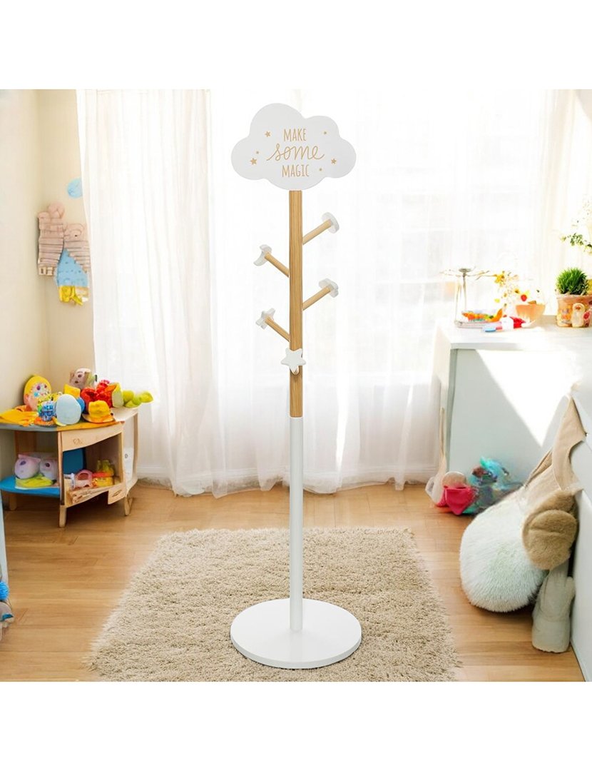 Bengaleiro infantil de madeira 5 ganchos branco
