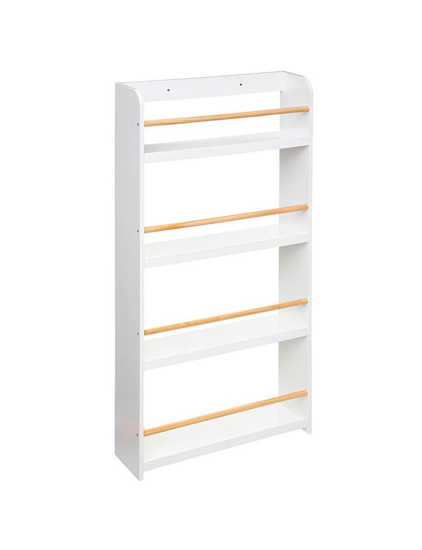 Estante de madeira clássica branca 4 prateleiras