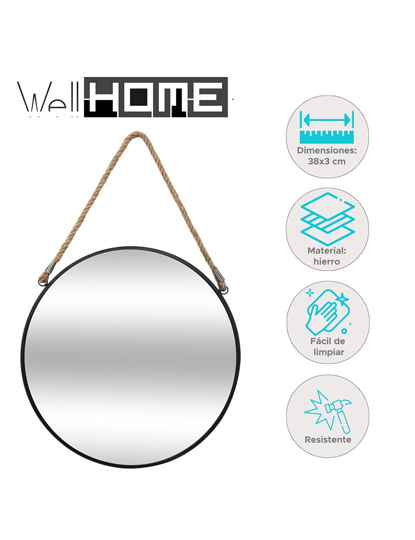 Espelho redondo Design vintage Metal