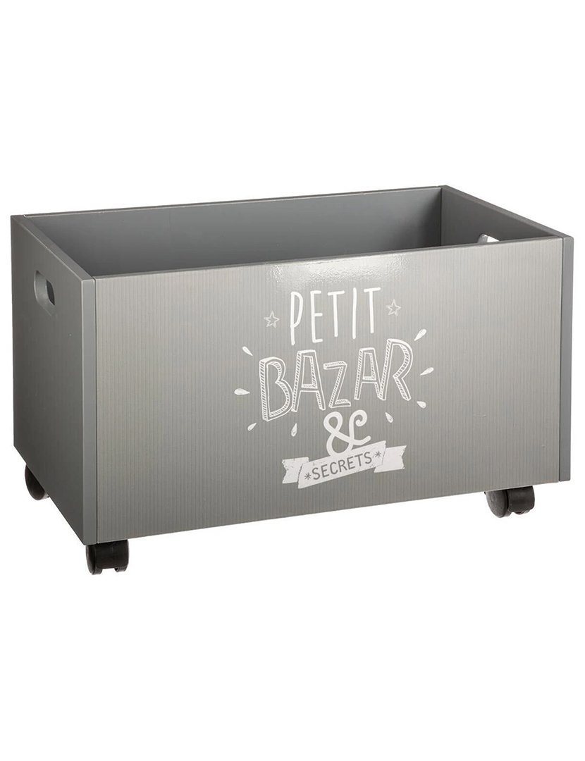 Baú de Brinquedos Infantil com Rodas Cinza 48x30x28cm