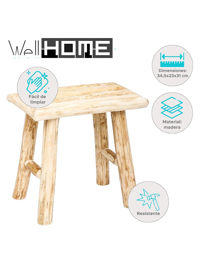 Banco em madeira de álamo bege 32cm