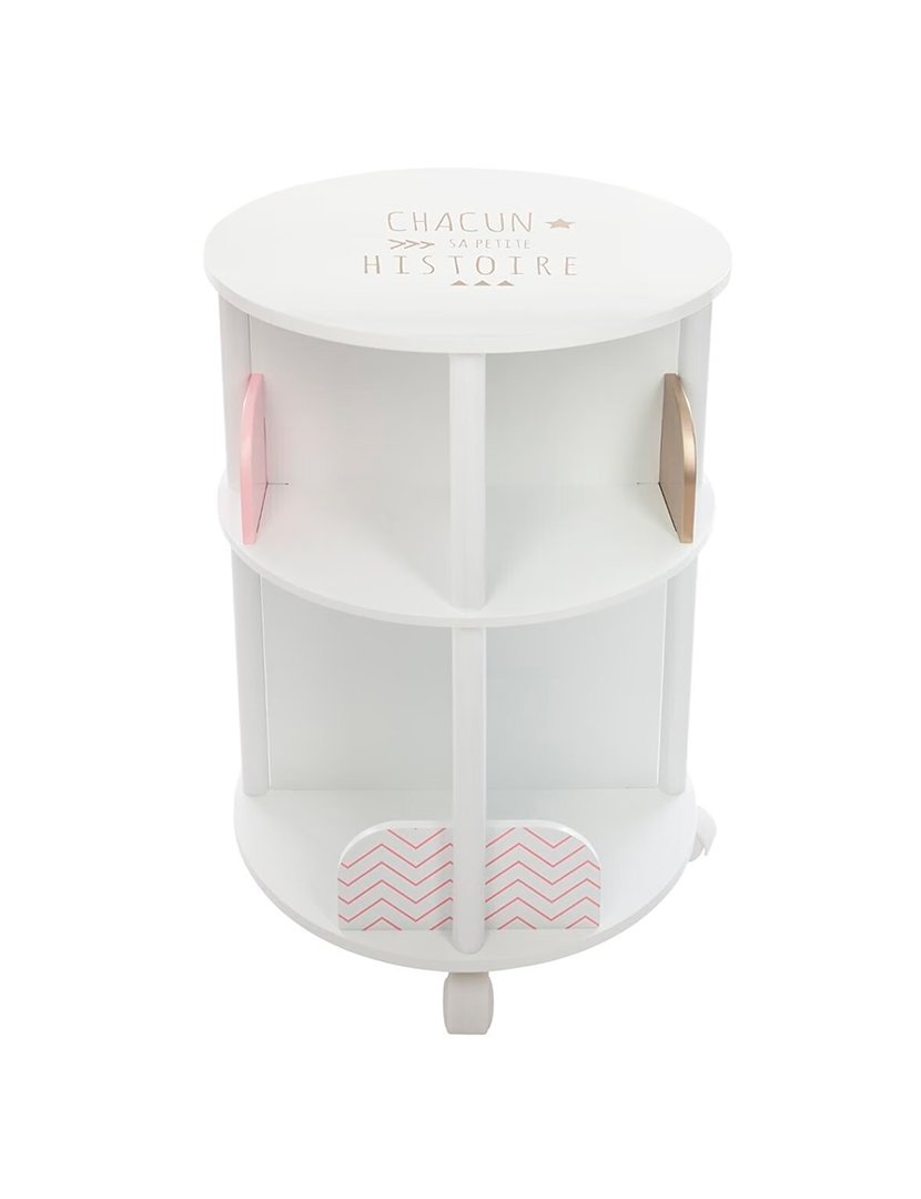 Estante infantil redonda com rodinhas para organizar livros, ø40 x 59cm.