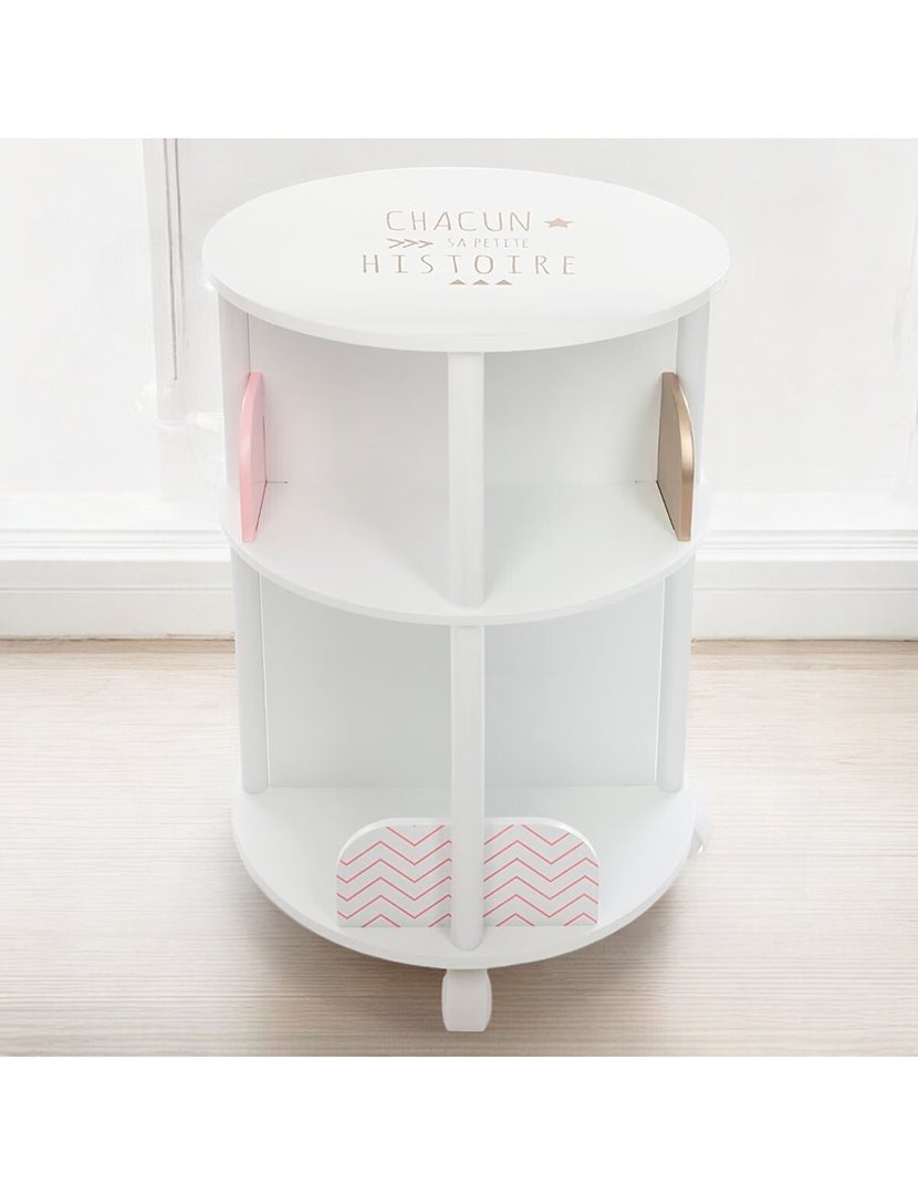 Estante infantil redonda com rodinhas para organizar livros, ø40 x 59cm.