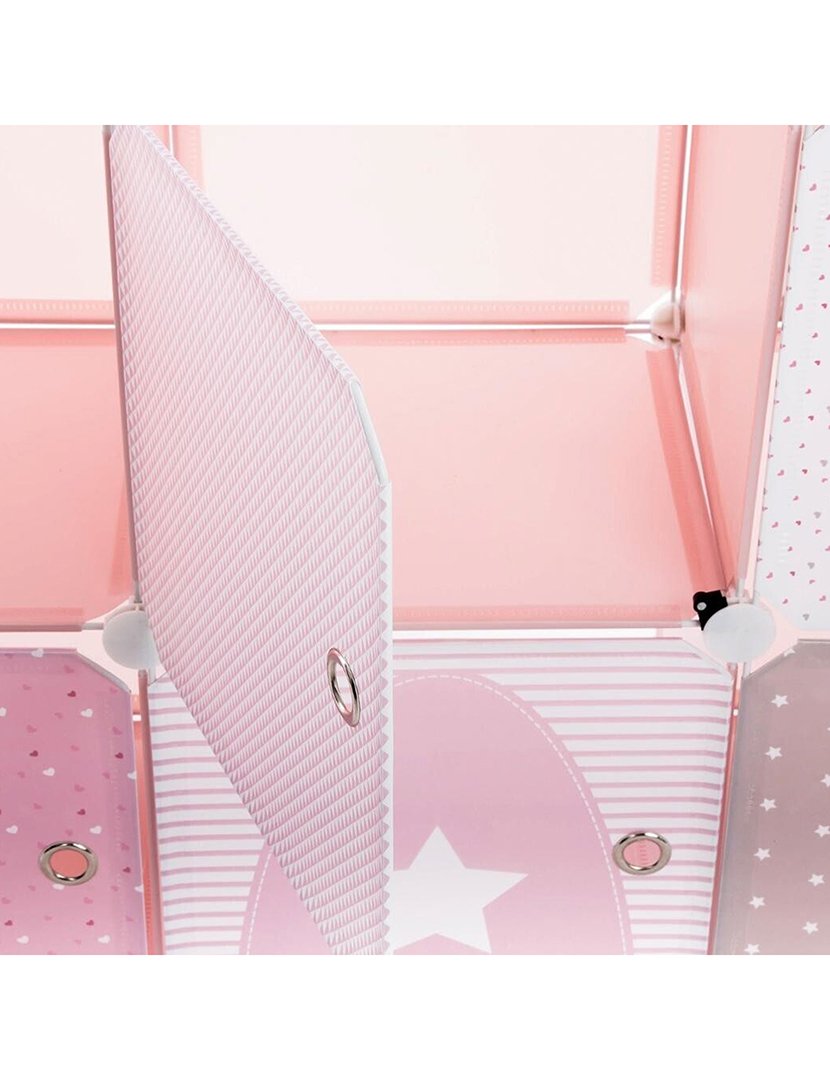 Estante de armazenamento em coluna tipo castelo rosa 95.5x32x109cm