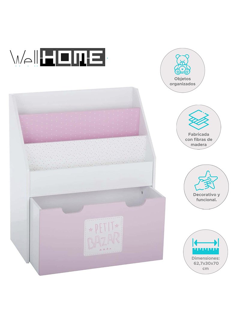 Estante com gaveta rosa 62.7x30x70cm