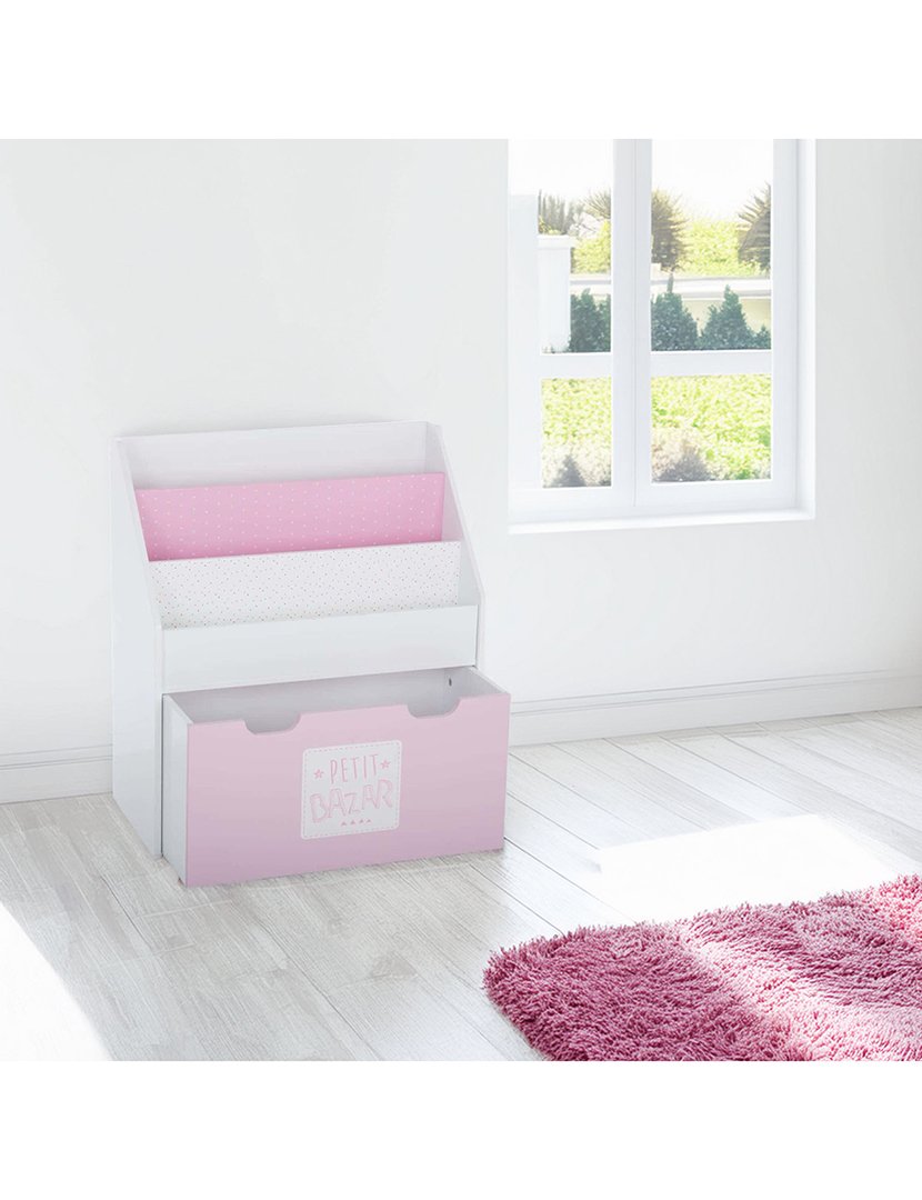 Estante com gaveta rosa 62.7x30x70cm