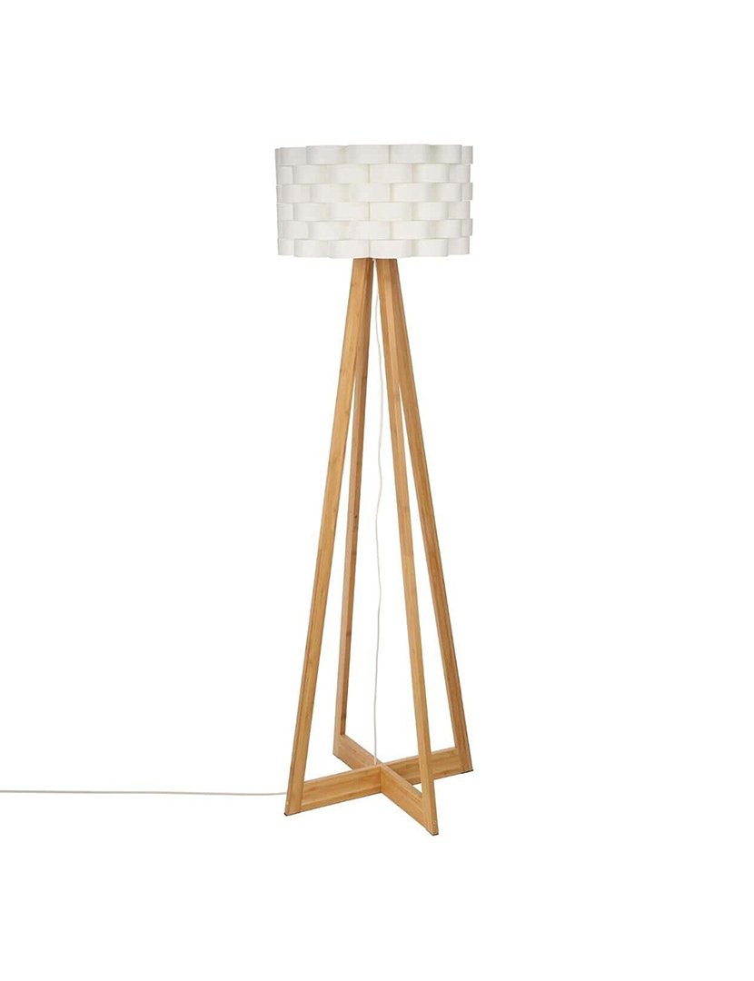 Candeeiro de chão em bambu branco ø50x150cm