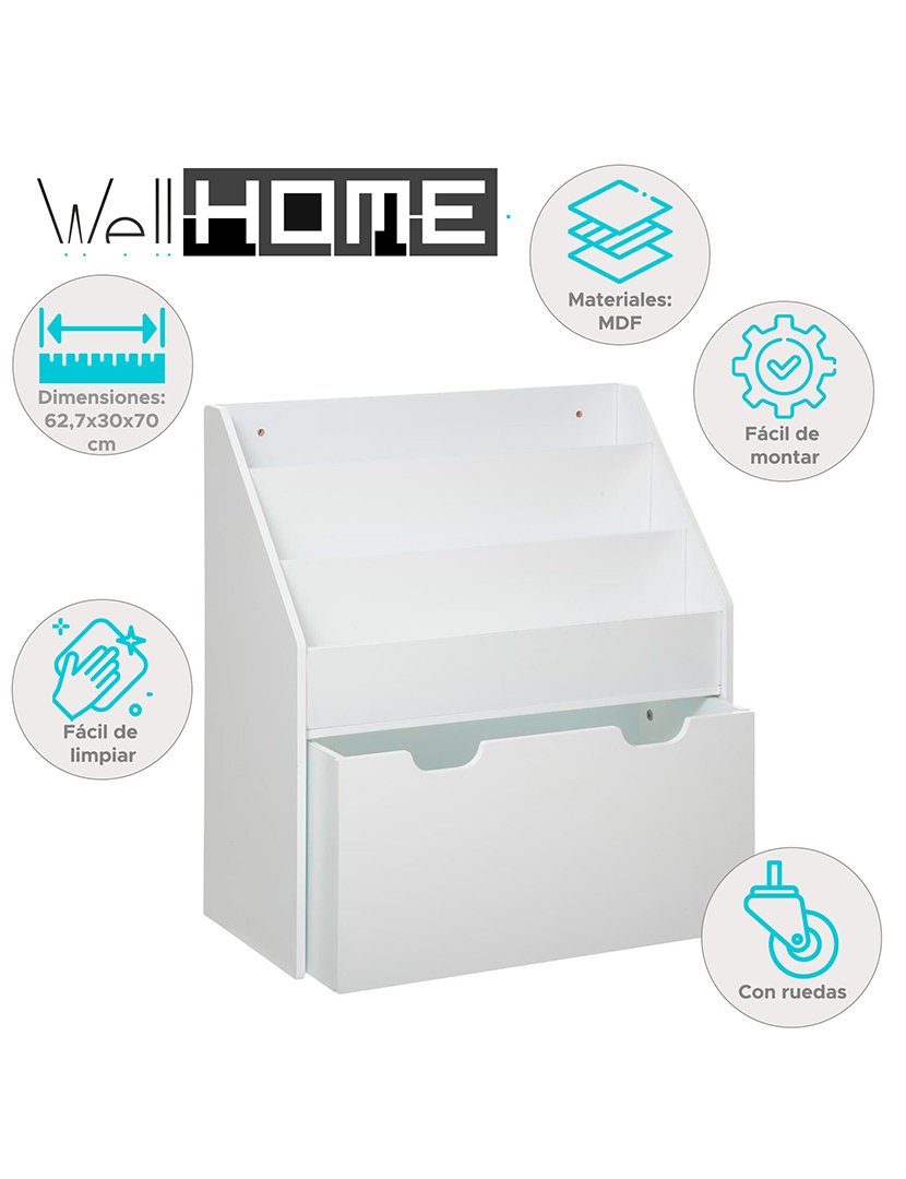 Estante infantil com rodas 62.7x30x70cm