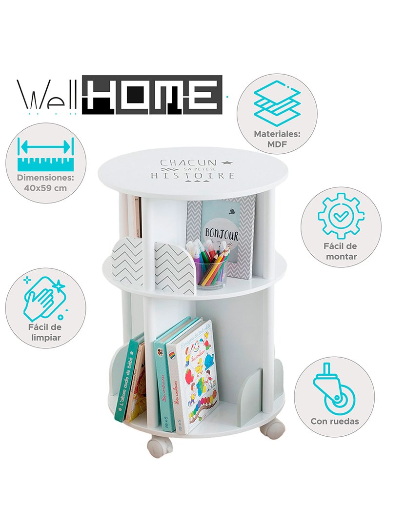 Estante infantil redonda cinza ø40x59cm