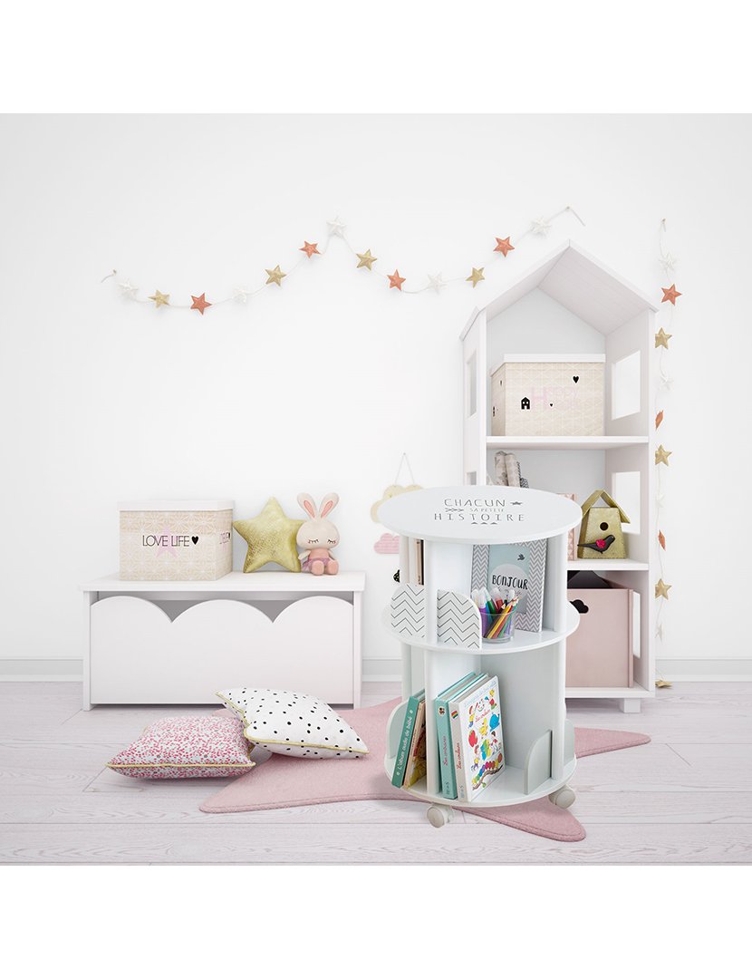 Estante infantil redonda cinza ø40x59cm