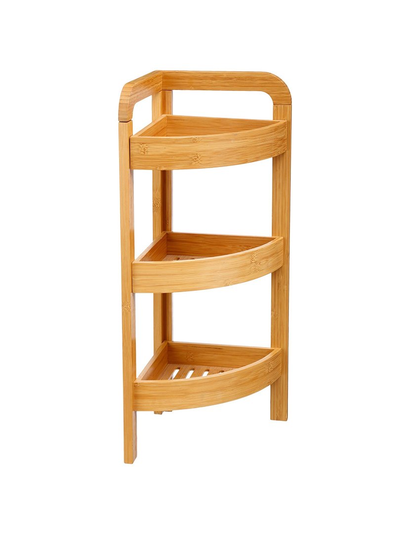Prateleira de canto em bambu 3 andares