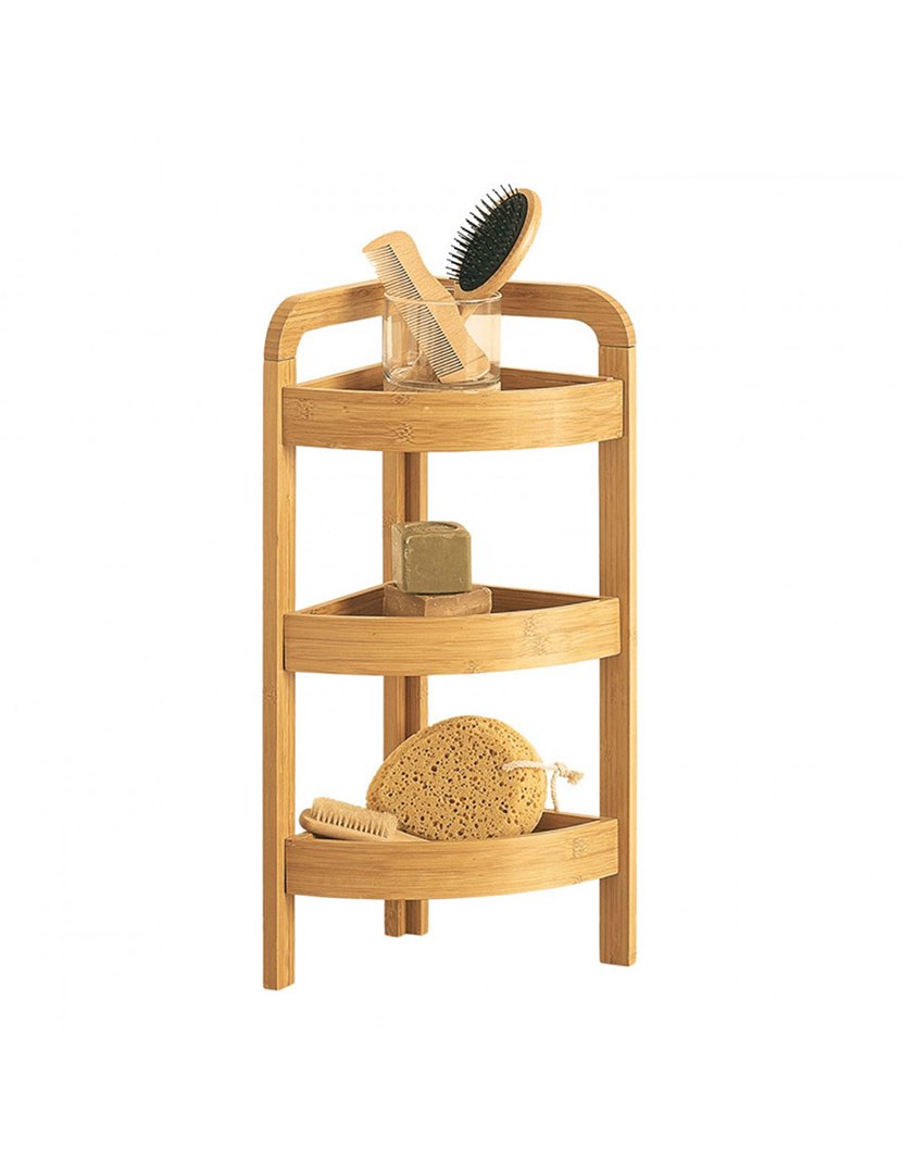 Prateleira de canto em bambu 3 andares