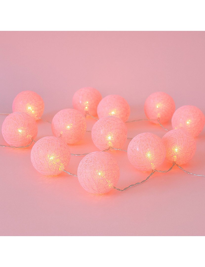 Guirlanda rosada LED com 16 bolas