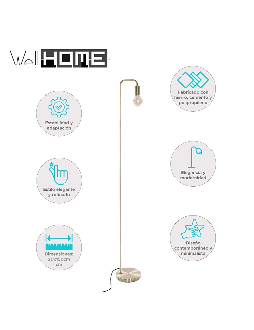 Candeeiro de chão em metal dourado 150cm