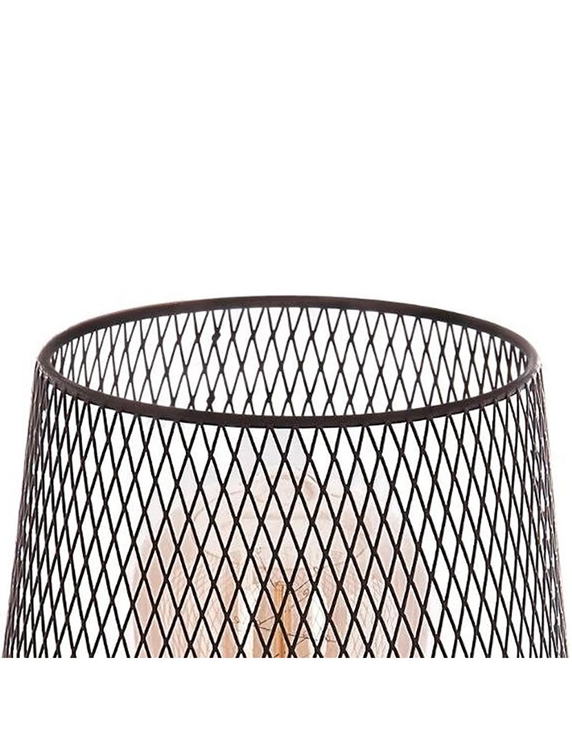 Candeeiro de mesa preto de madeira e metal 23cm