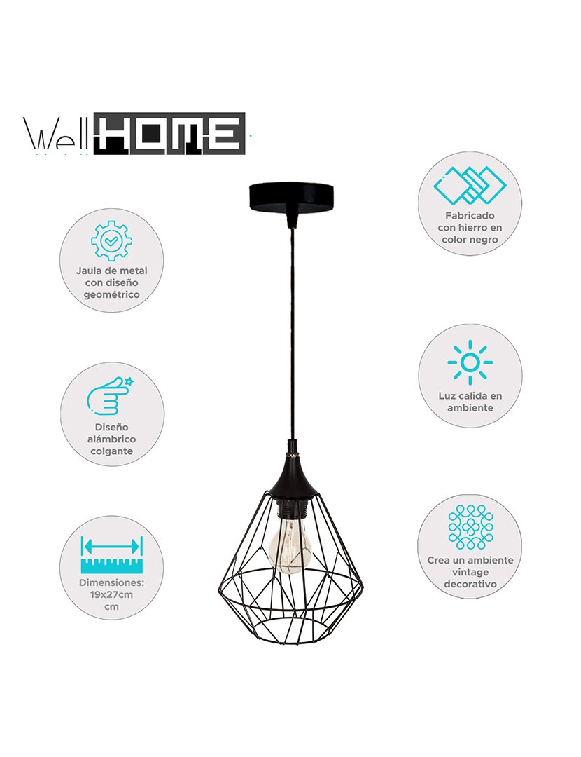 Candeeiro de teto em metal preto