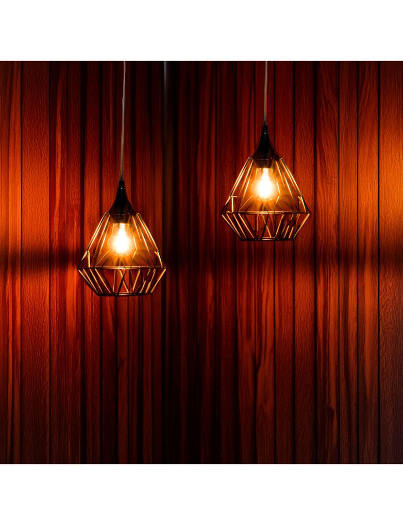 Candeeiro de teto em metal preto