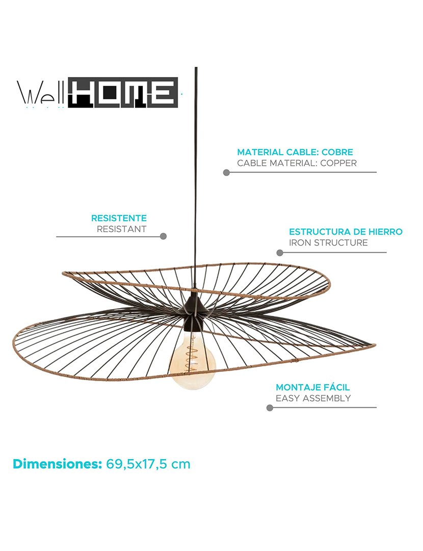 Candeeiro Suspenso 'Alara' em metal preto. ø69.5x17.5cm