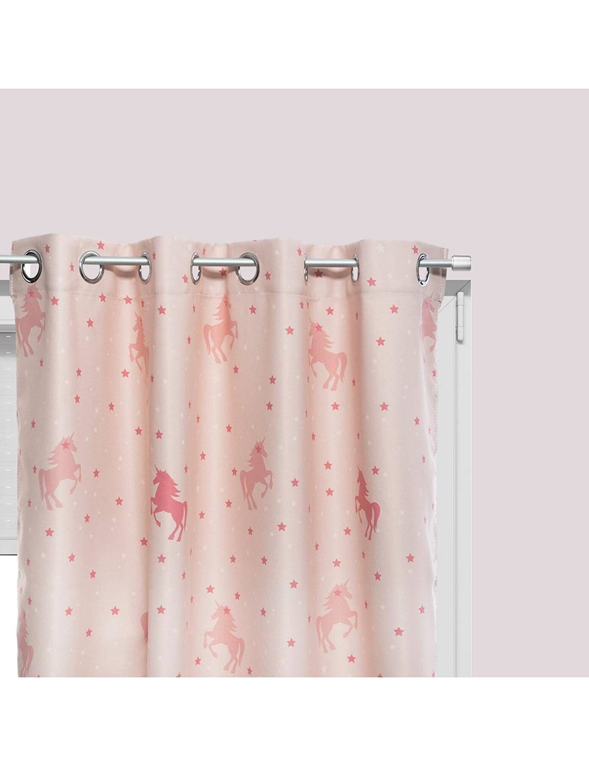 Cortina blackout infantil "unicórnio" rosa 140x250cm