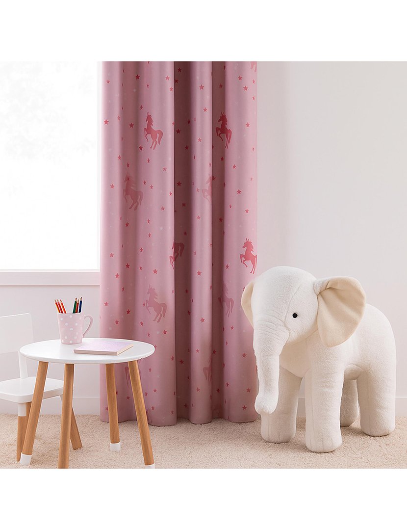 Cortina blackout infantil "unicórnio" rosa 140x250cm