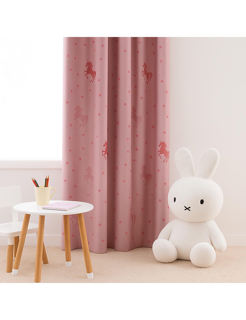 Cortina blackout infantil "unicórnio" rosa 140x250cm