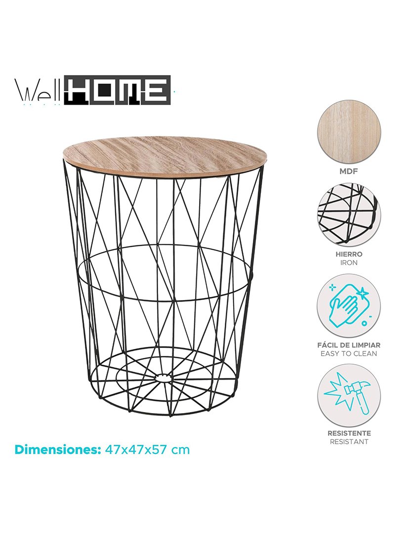 Mesa de centro preto 'kumi' ø47x57cm