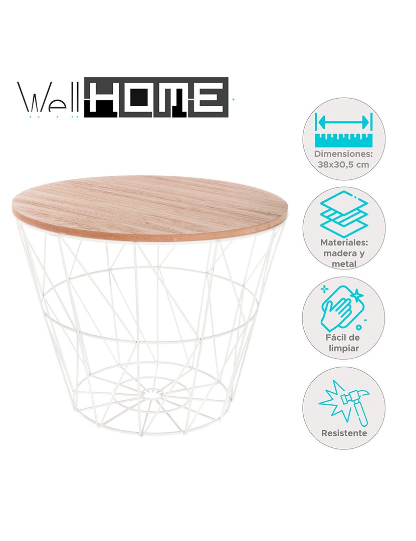 Mesa auxiliar de metal branco 'kumi' ø38x30.5cm