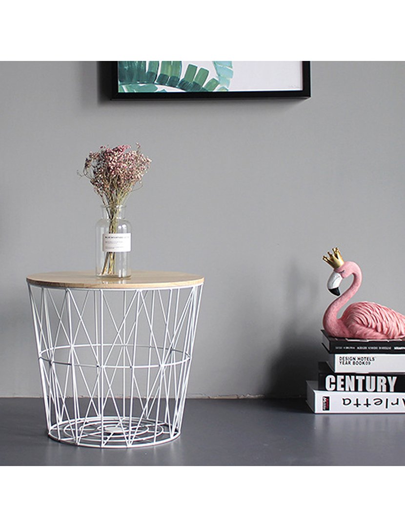 Mesa auxiliar de metal branco 'kumi' ø38x30.5cm